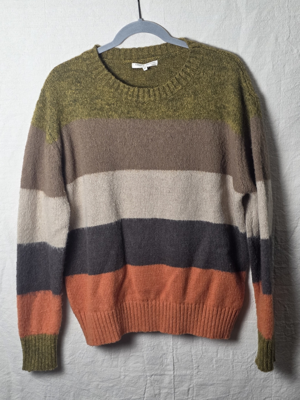 Twenty Second Striped Crewneck Wool Blend Sweater